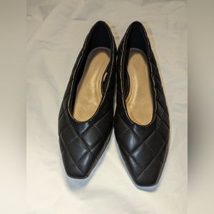 H&M black quilted faux leather flats